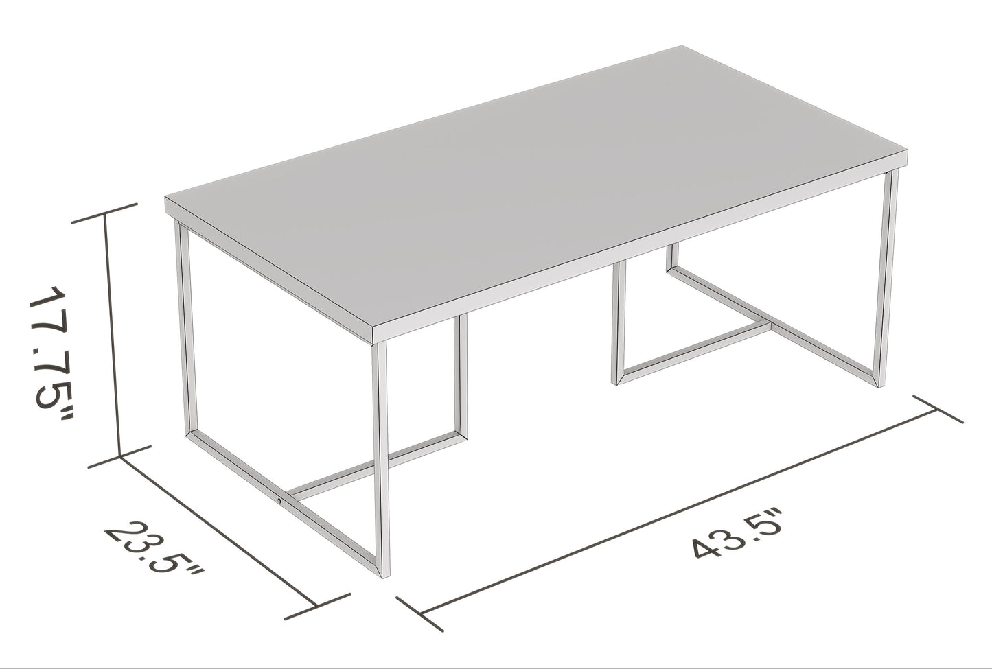 Safdie & Co. Coffee Table 43" Dark Taupe Black Metal, Central Table for Living Room