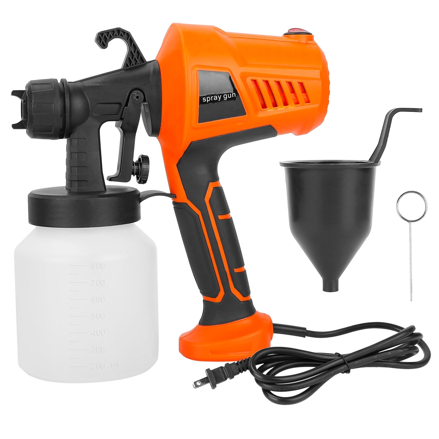 title:700W Electric Paint Sprayer Handheld HVLP Spray Painter Painting Spray Gun For Fences Brick Walls w/ 3 Spray Patterns 800ML Detachable Cup;color:Orange