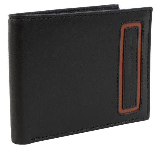 title:Jack Abrahams Bi-Fold Minimalist RFID Wallet;color:Black/Cognac