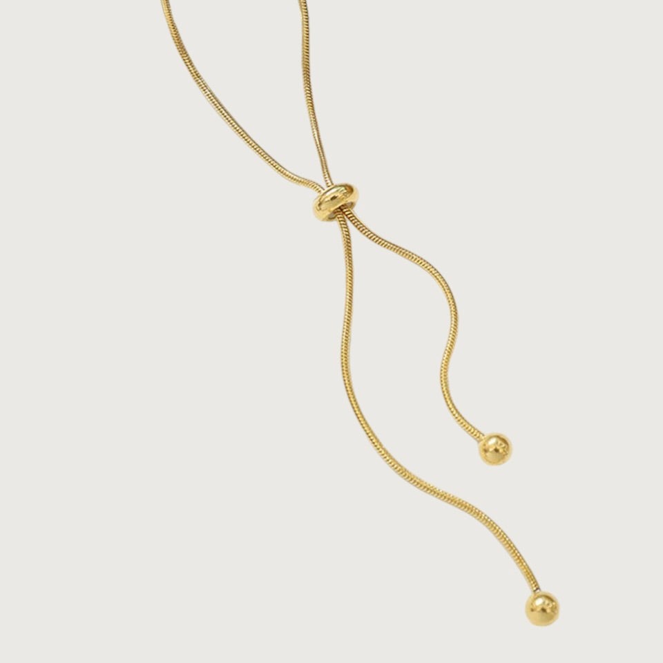 title:Hypoallergenic Double Drop Adjustable Snake Chain Necklace;color:Gold