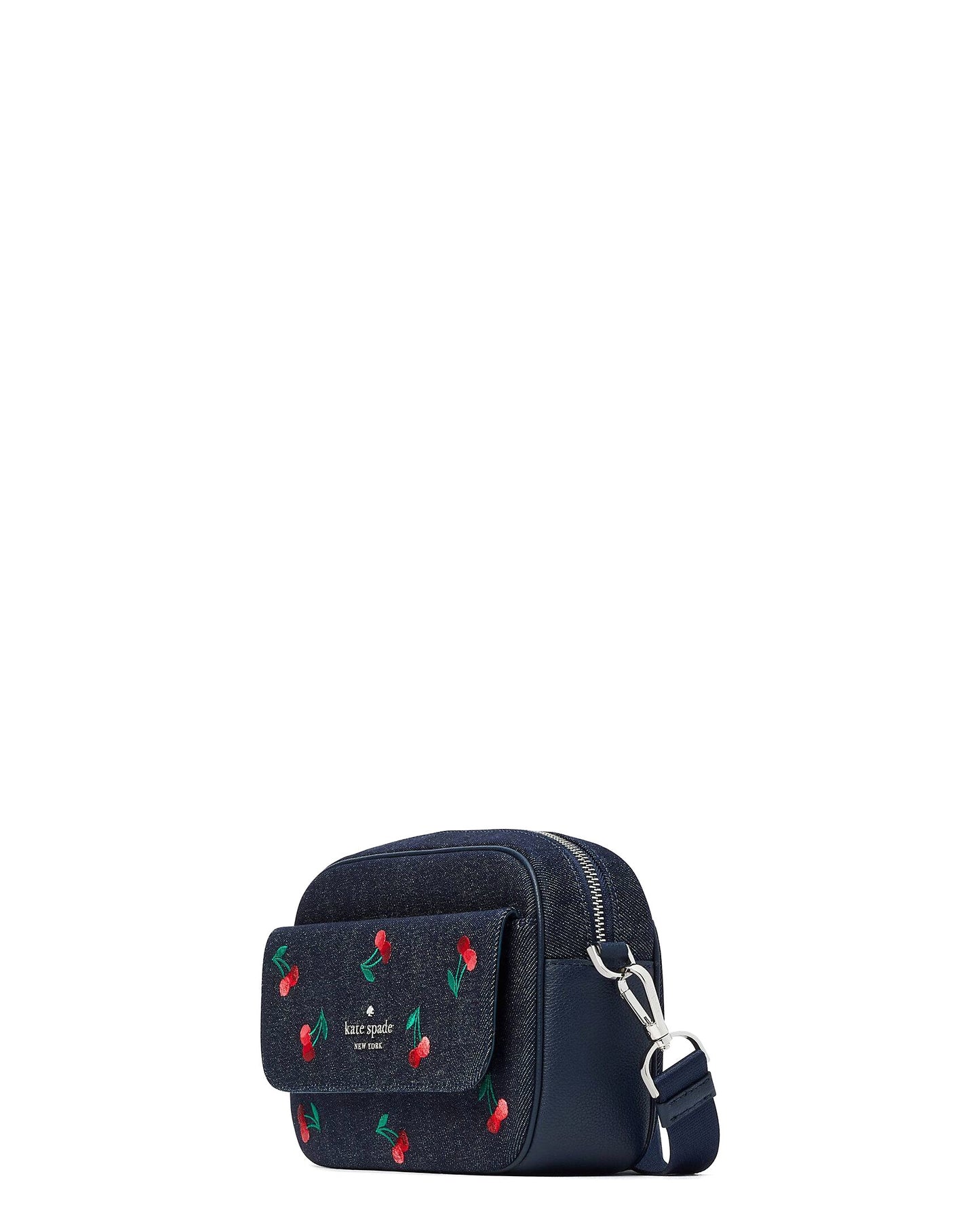 Kate Spade Cherry Embroidered Denim Rosie Camera Crossbody