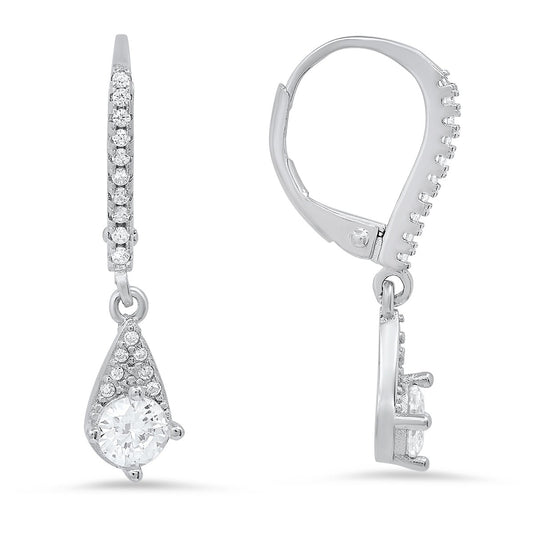 title:Sterling Silver Petite Round-cut CZ Leverback Earrings;color:not applicable