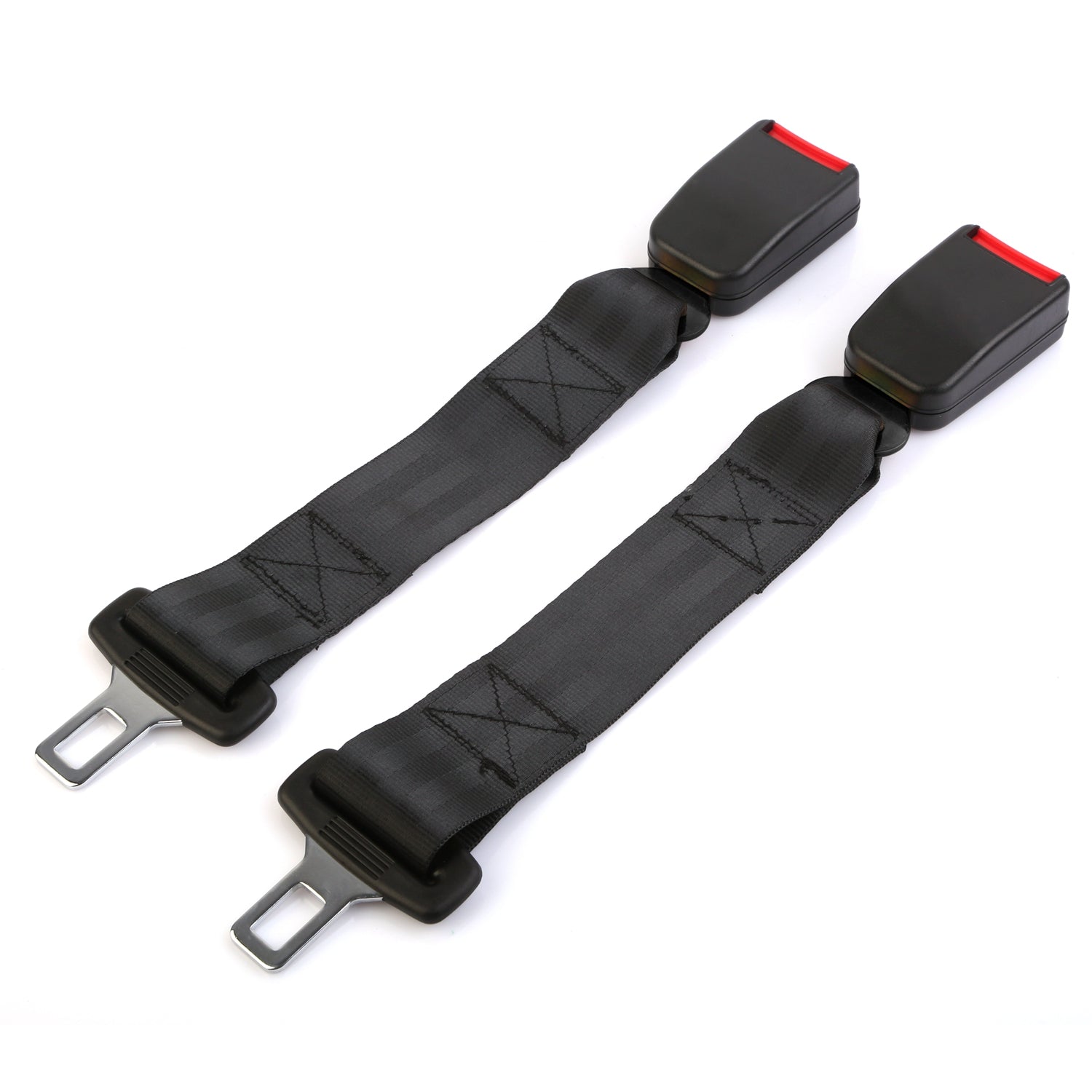 title:2Pcs Car Seat Belt Extender 14.37in Buckle Tongue Webbing Extension Safety Belt Auto Belt Clip Lengthening;color:Black