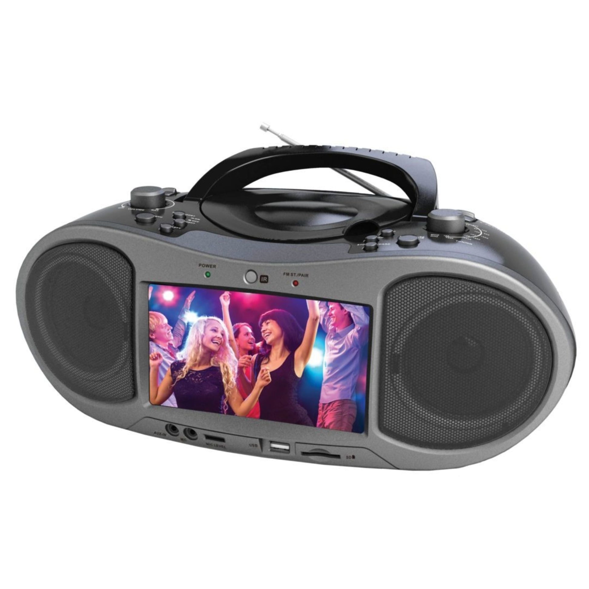 title:Naxa 7" Bluetooth® DVD Boombox;color:Black