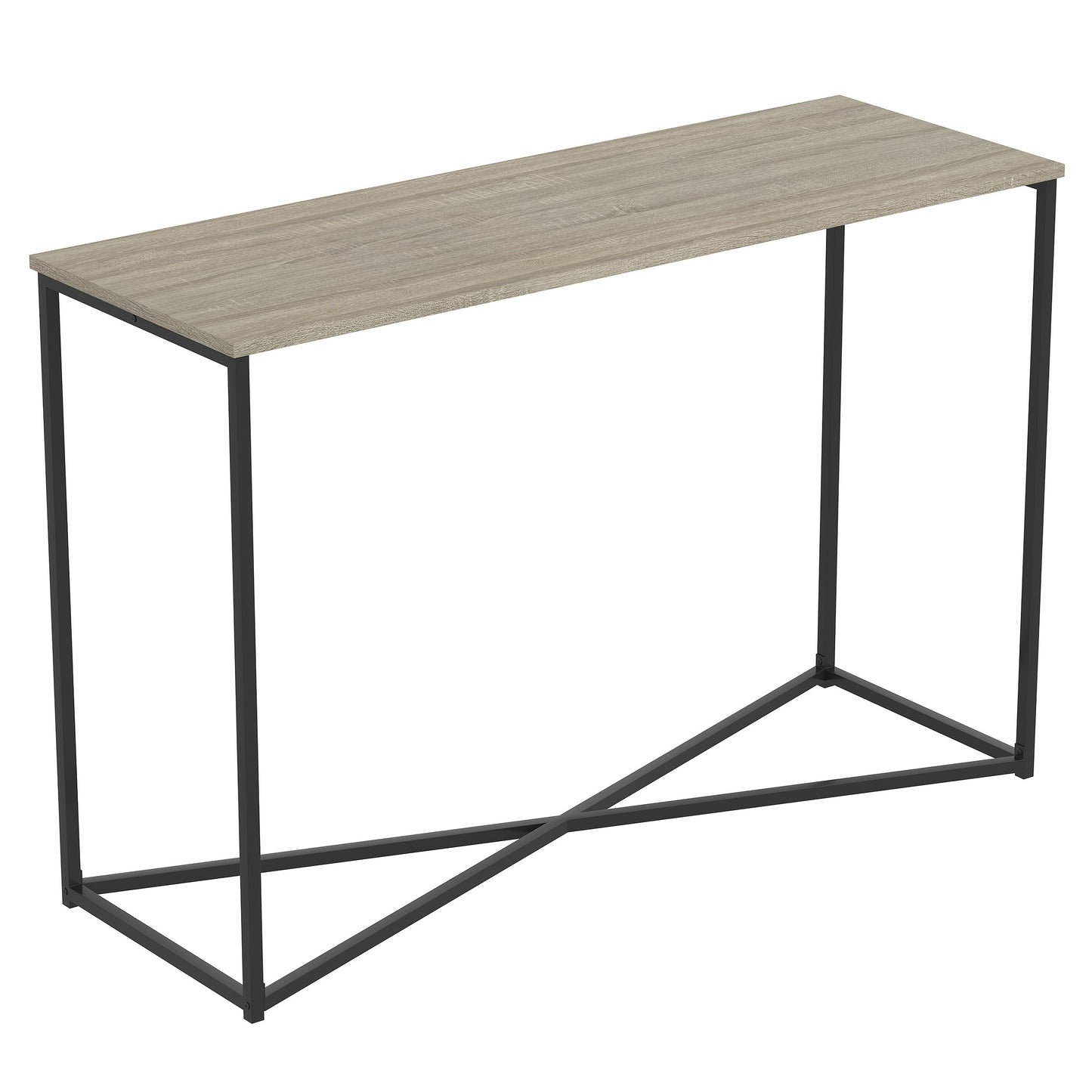 Safdie & Co. Console Table 44" Dark Taupe Black X Metal, Entryway or Sofa Table for Living Room