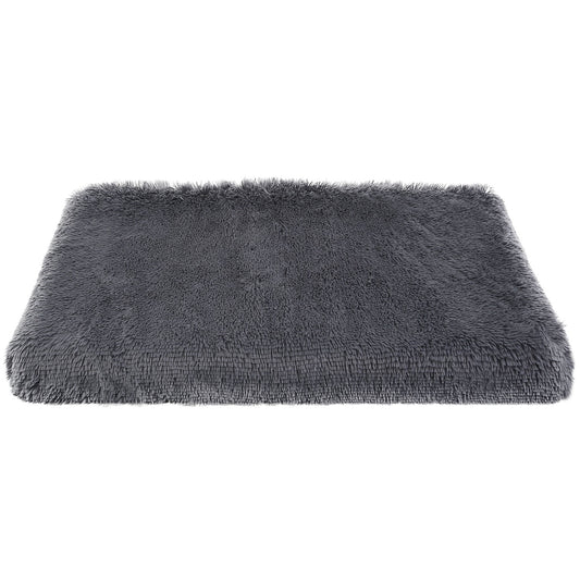 title:Fresh Fab Finds Dog Bed Soft Plush Cushion Cozy Warm Pet Crate Mat Dog Carpet Mattress with Long Plush for S/M Dogs;color:Dark Gray