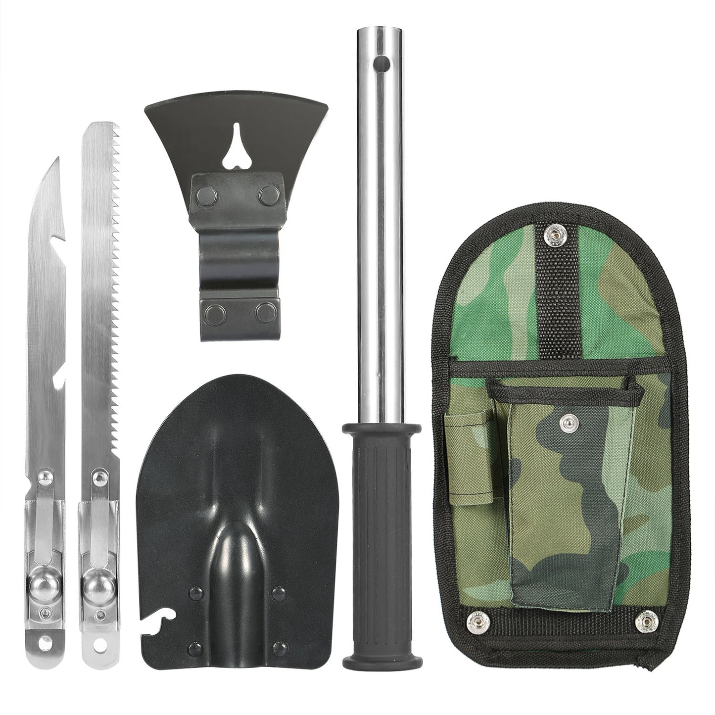 title:6-in-1 Multi Tool Survival Kit Shovel Knife Axe Saw Nail Puller w/ Pouch Outdoor Gear Camping;color:Multi