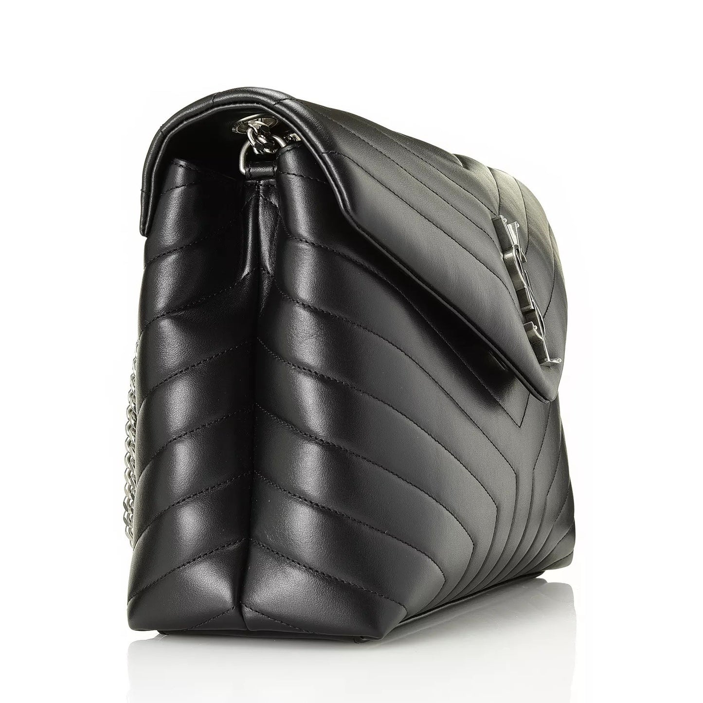 Saint Laurent "Loulou" Quilted Leather Medium Chain Bag - Black/Silver