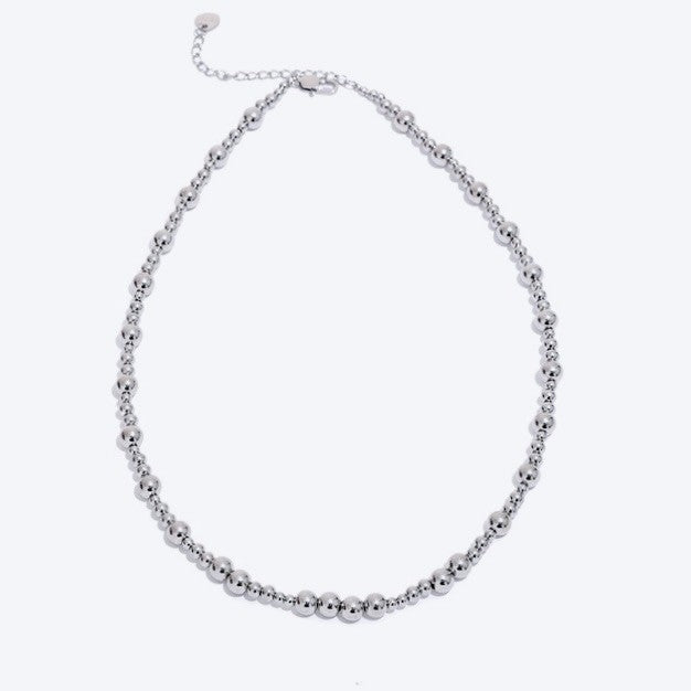 title:Dual Bead Size Collar Necklace;color:Silver