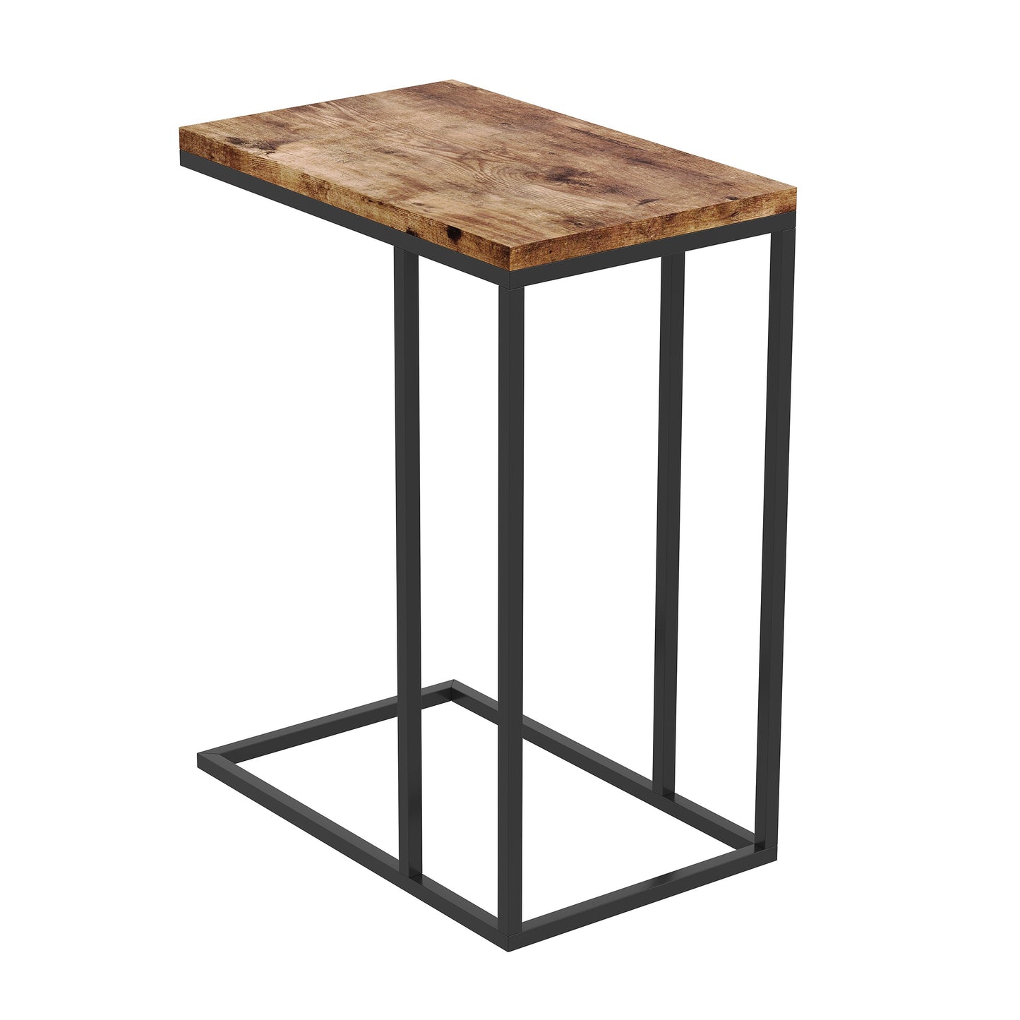 Safdie & Co. End Side Table 19" C-Shaped Brown Reclaimed Wood Black Metal