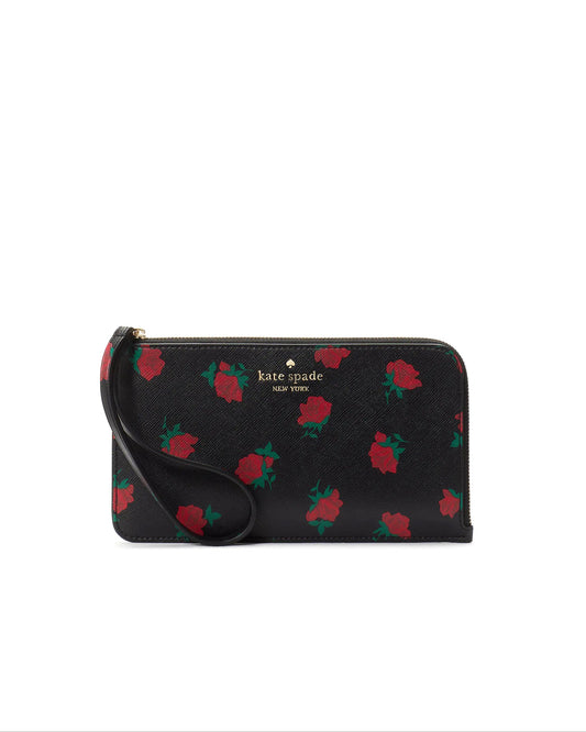 Kate Spade Lucy Ditsy Rose Toss Print Medium L-Zip Wristlet