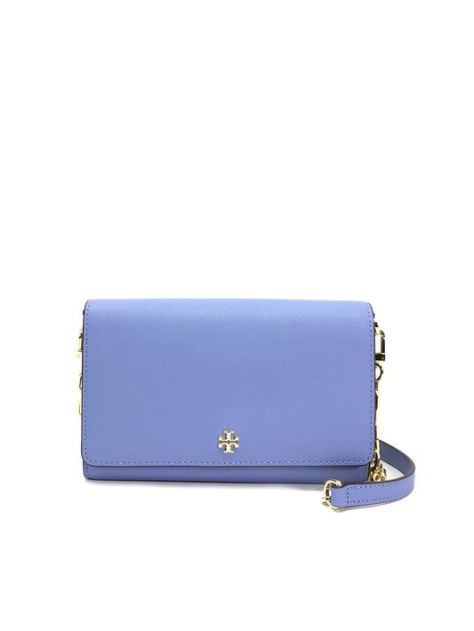 title:Tory Burch Bow Blue Emerson Chain Wallet;color:Bow Blue