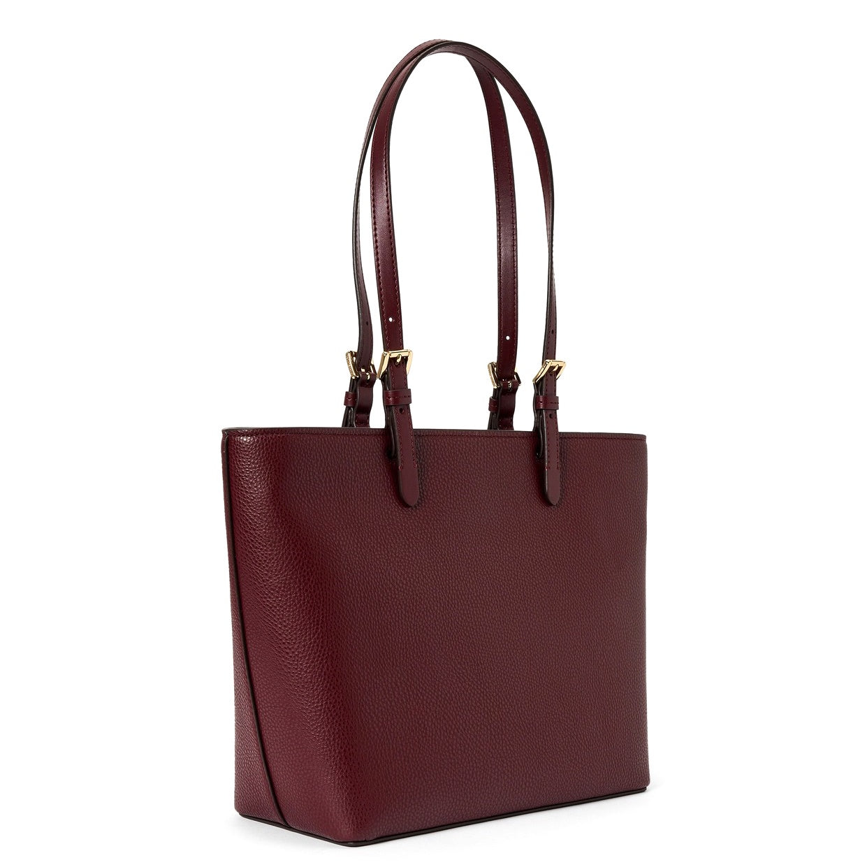 title:Michael Kors Women's Jet Set Medium Vegan Leather Pocket Tote Bag;color:Oxblood