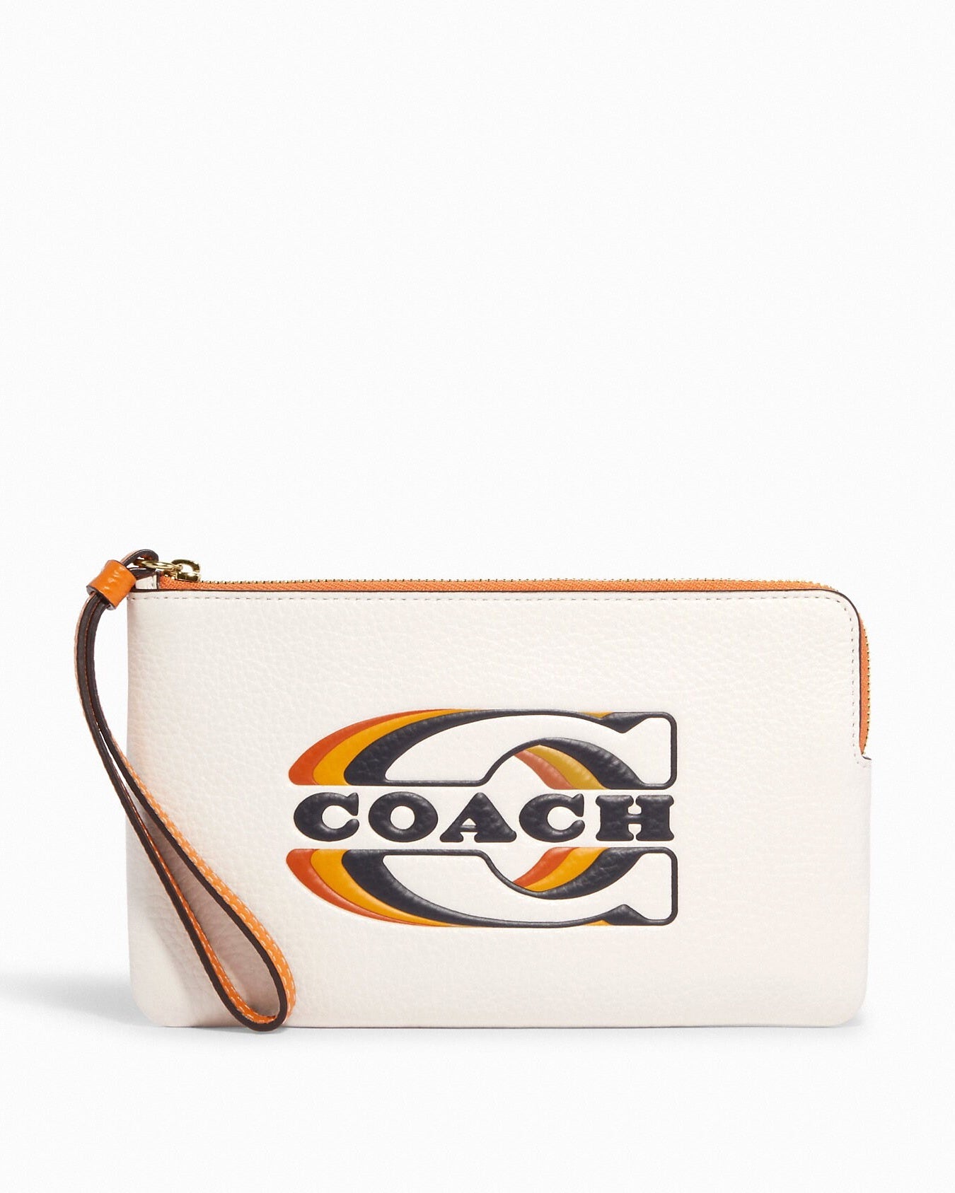 title:Coach Women's Large Corner Zip Wristlet With Coach Stamp;color:Khaki Chalk Multi