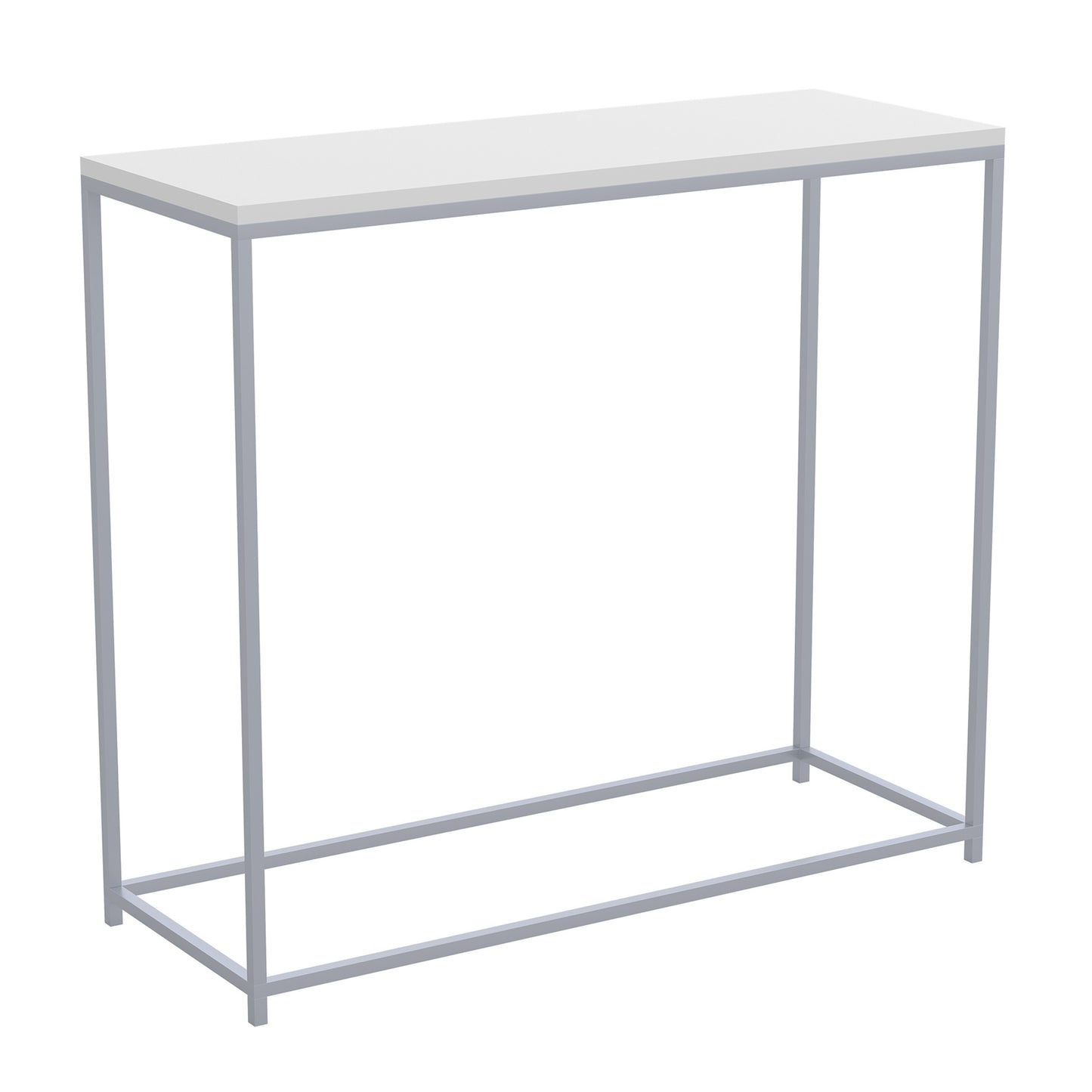 Safdie & Co. Console Table 31" White Silver Metal, Entryway or Sofa Table for Living Room