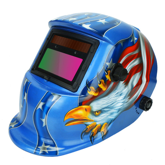 title:Welding Helmet Solar Powered Auto Darkening Hood with Adjustable Wide Shade Range 9-13 for Mig Tig Arc Weld Grinding Welder Mask;color:Blue