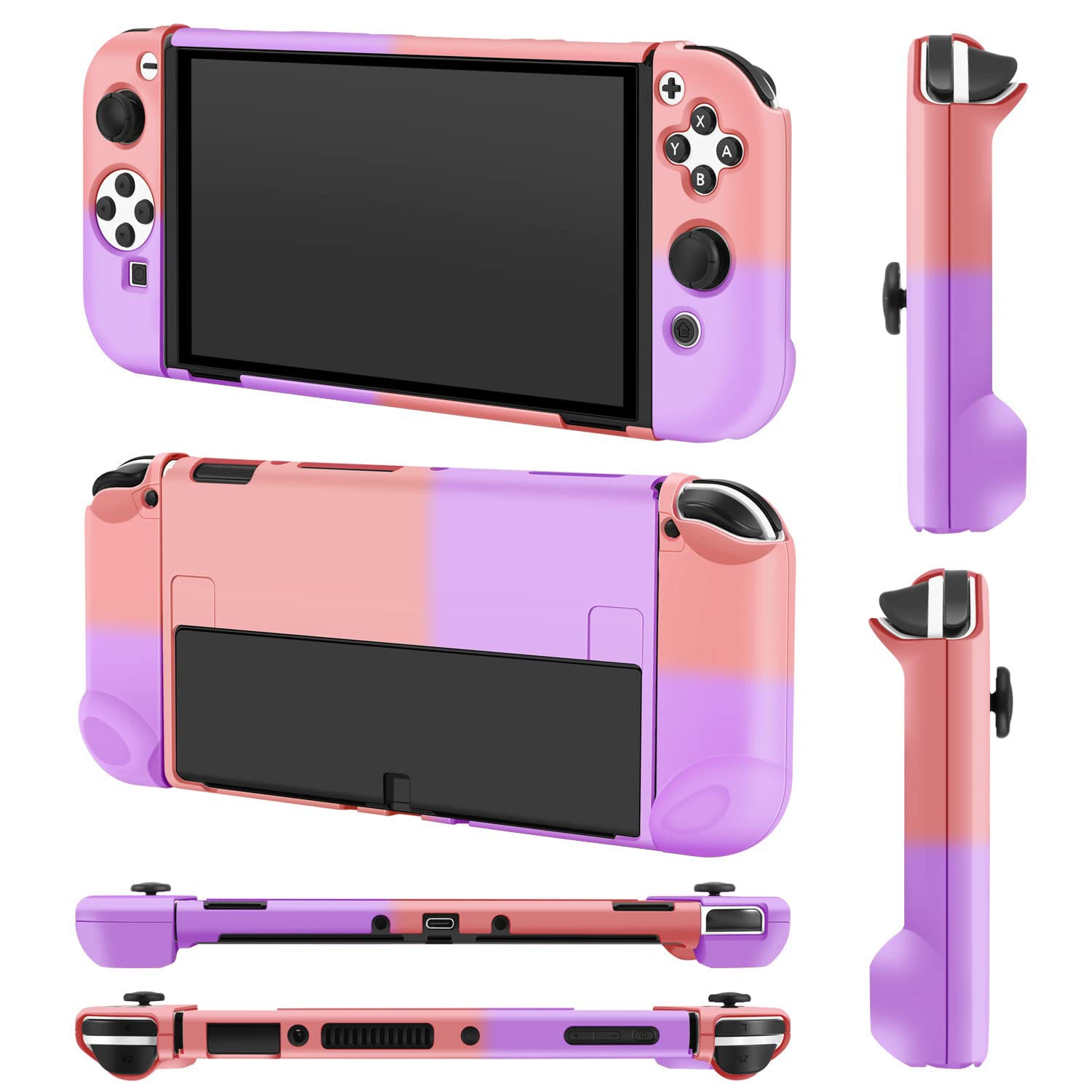 title:Fresh Fab Finds Protective Shell Cover Hard Dockable Case Fit For Nintendo Switch OLED Joy Con Shell;color:Pink Purple