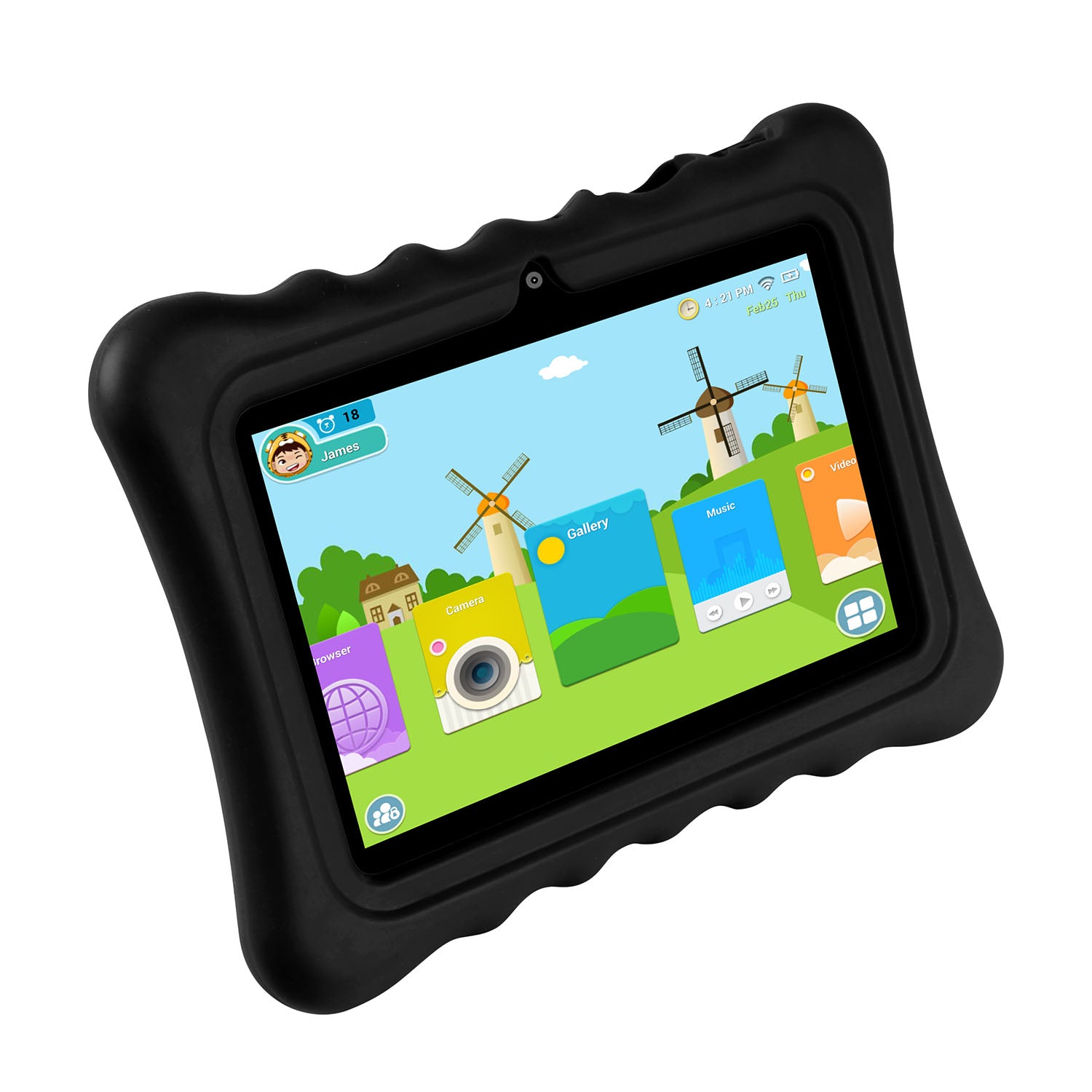title:Shock-resistant Silicone Snap-on Case with Stand for 7” Tablets;color:Black