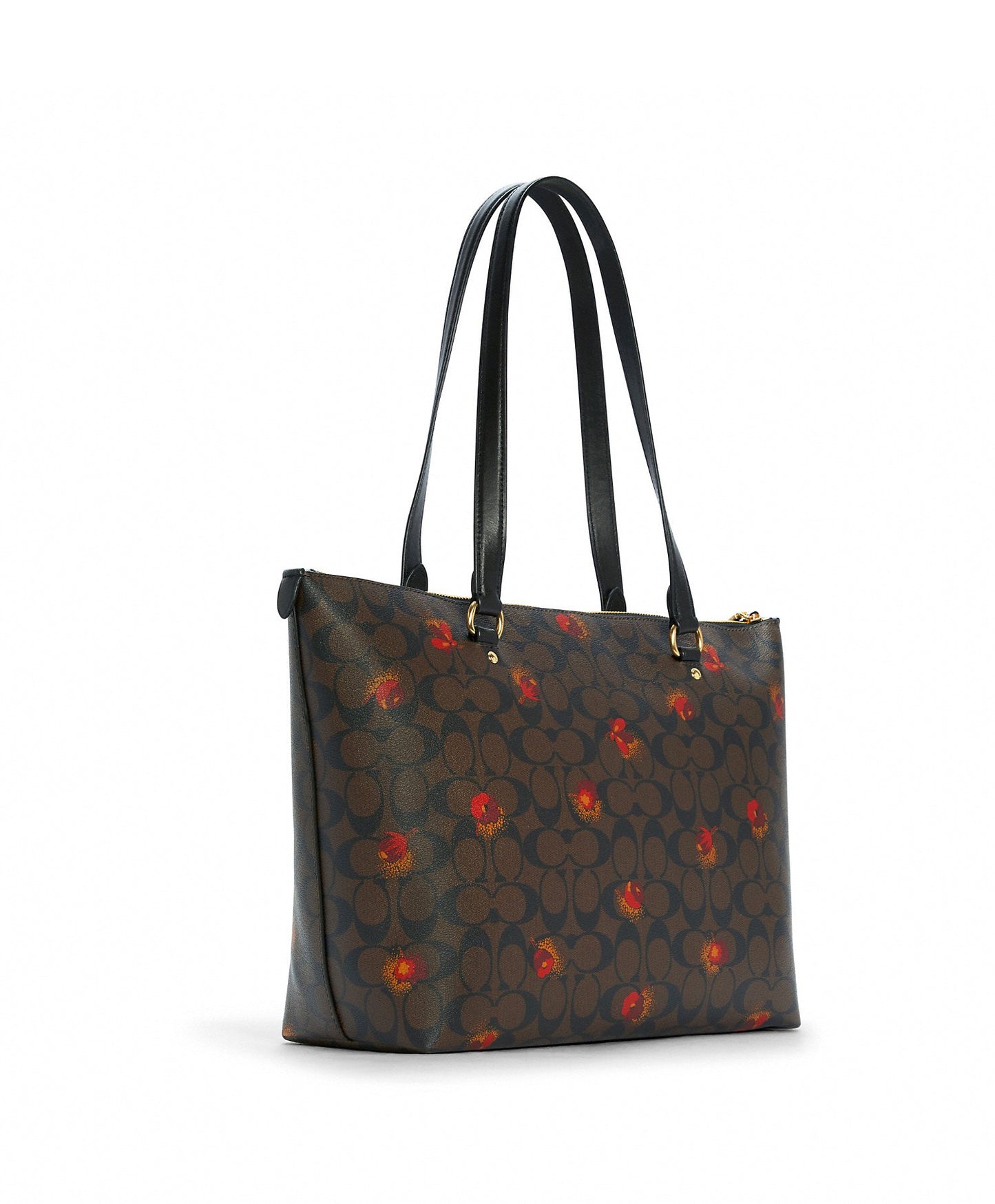 Coach Women's Brown Black Multi Gallery Tote In Signature Canvas With Pop Floral Print