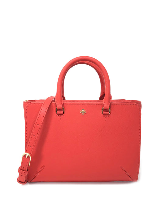 title:Tory Burch Poppy Orange Emerson Small Zip Tote;color:Poppy Orange