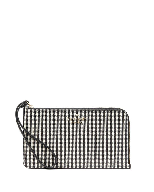 Kate Spade Lucy Jazzy Gingham Printed Medium L-zip Wristlet