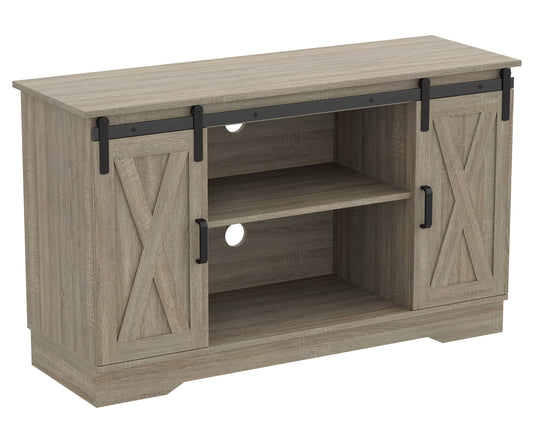 title:Safdie & Co. Tv Stand 48L Dark Taupe 2 Sliding Doors 3 Shelves;color:Taupe