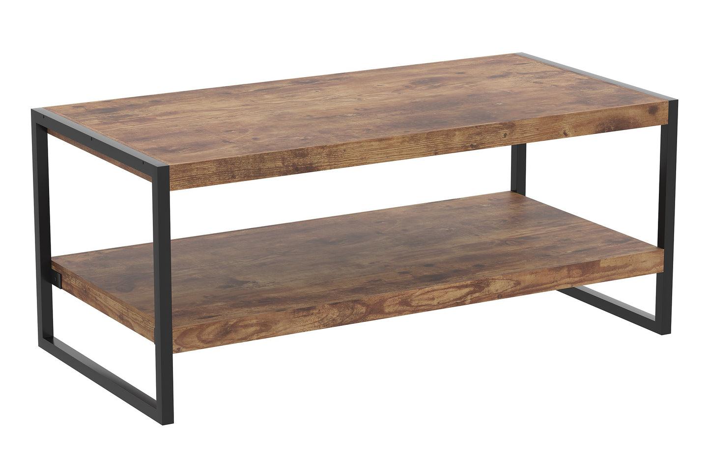 Safdie & Co. Coffee Table 47.25" Brown Reclaimed Wood Black Metal, Central Table for Living Room