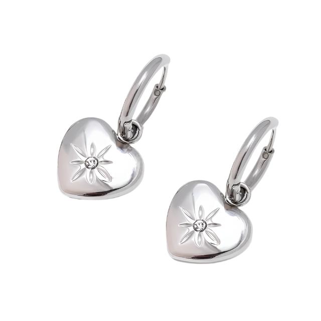 title:Convertible Heart Charm Earrings;color:Silver