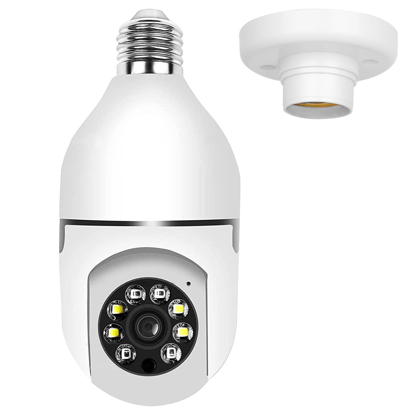 title:E27 WiFi Bulb Camera 1080P FHD WiFi IP Pan Tilt Security Surveillance Camera with Two-Way Audio Night Vision Motion Detection Function APP Control- Electronics;color:White