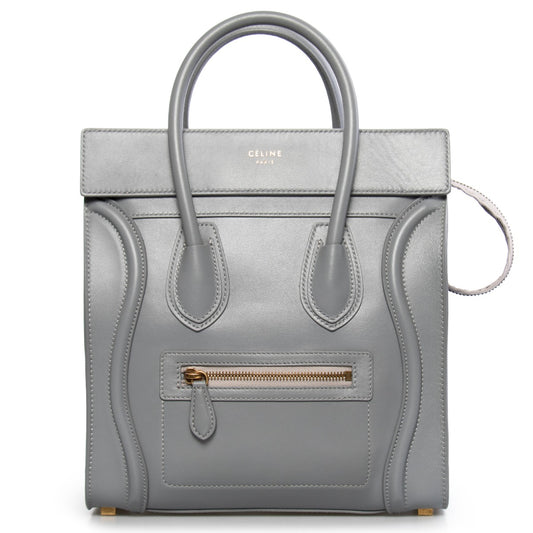 title:Celine Micro Luggage Handbag | Smooth gray Calfskin;color:Gray