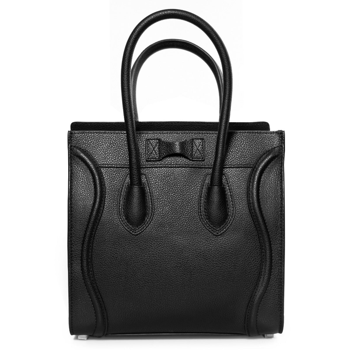 title:Celine Micro Luggage Tote Bag | Black Drummed Calfskin with Silver Hardware;color:Black