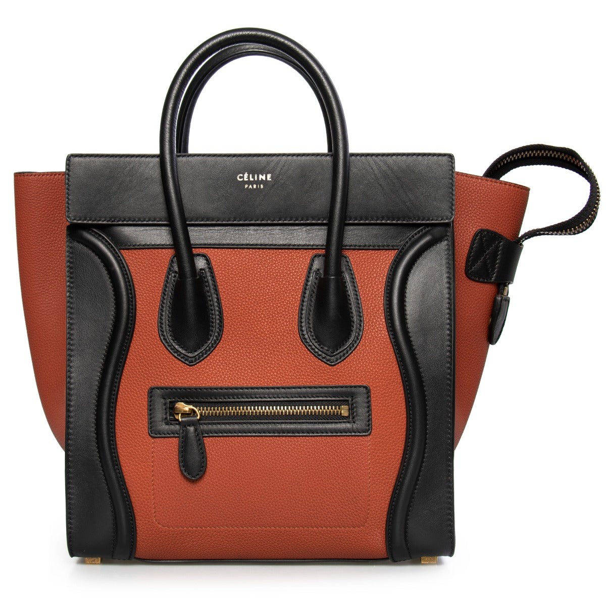 title:Celine Micro Luggage Leather Bag | Tri-Color Black w/ Gold Hardware;color:Multicolored