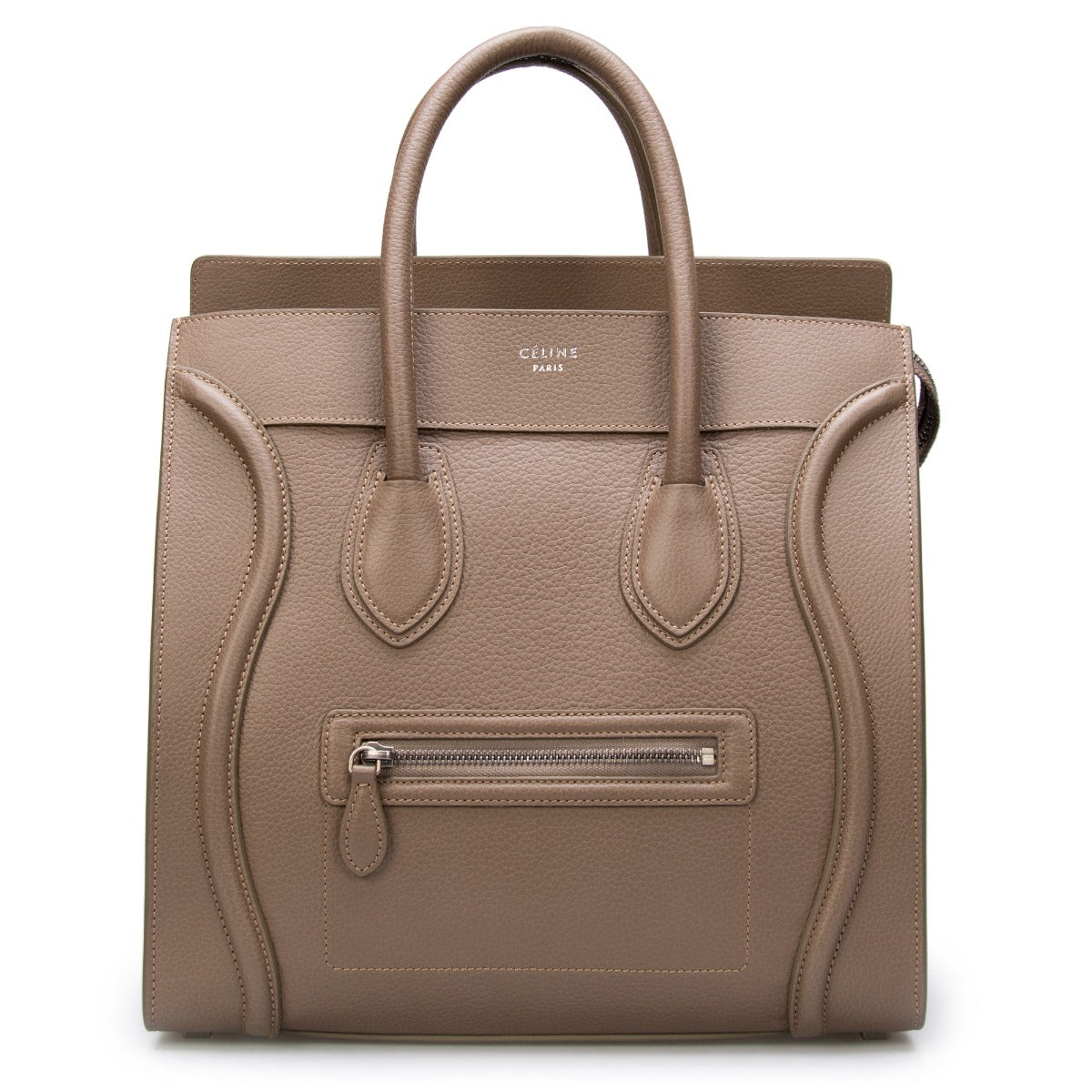 title:Celine Mini Luggage Bag in Dune Grain Leather;color:Dune