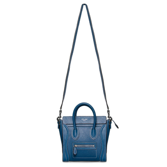 title:Celine Nano Luggage Navy Calfskin Leather Bag;color:Navy