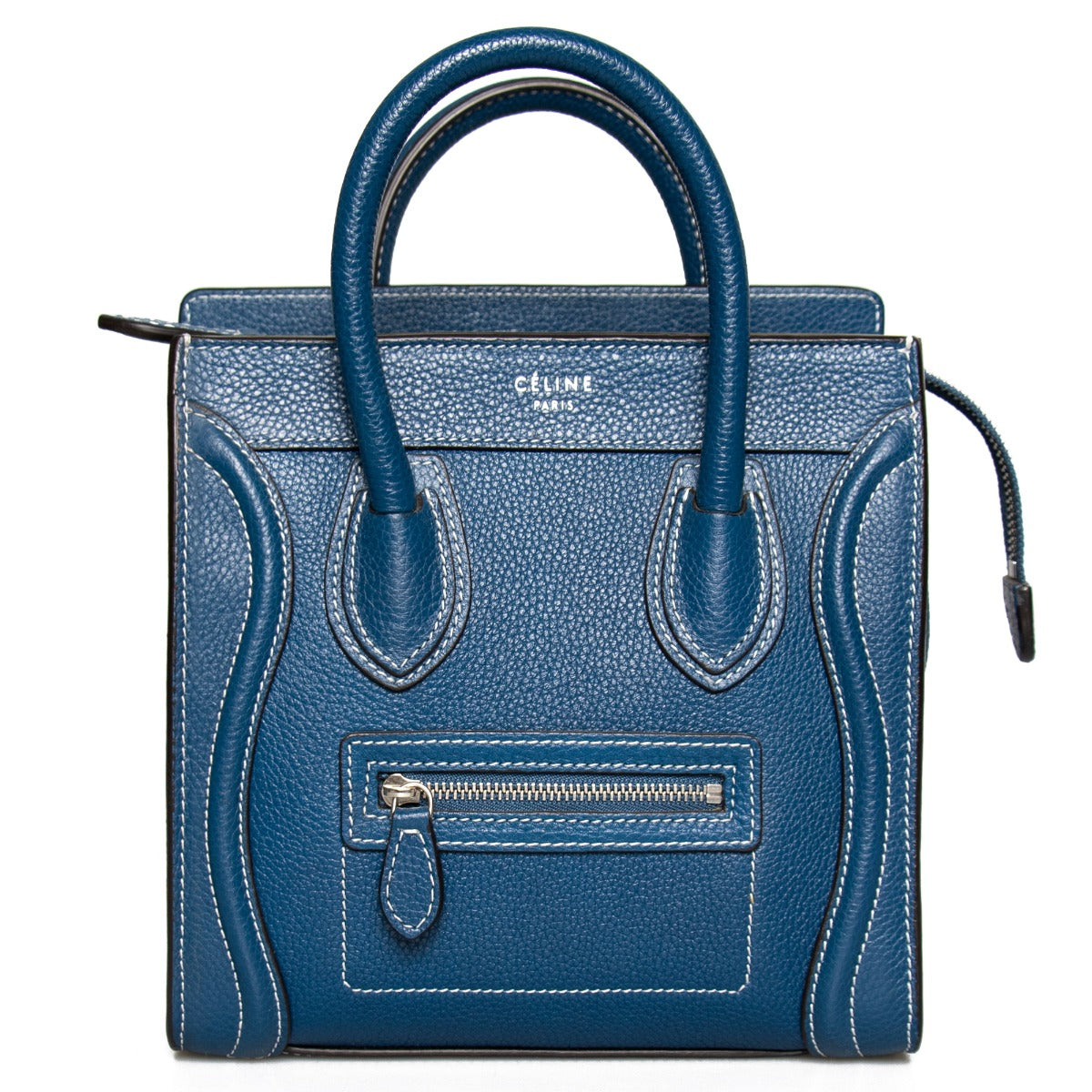 title:Celine Nano Luggage Navy Calfskin Leather Bag;color:Navy