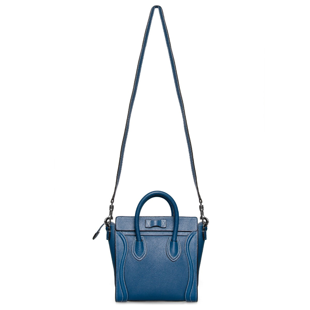 title:Celine Nano Luggage Navy Calfskin Leather Bag;color:Navy