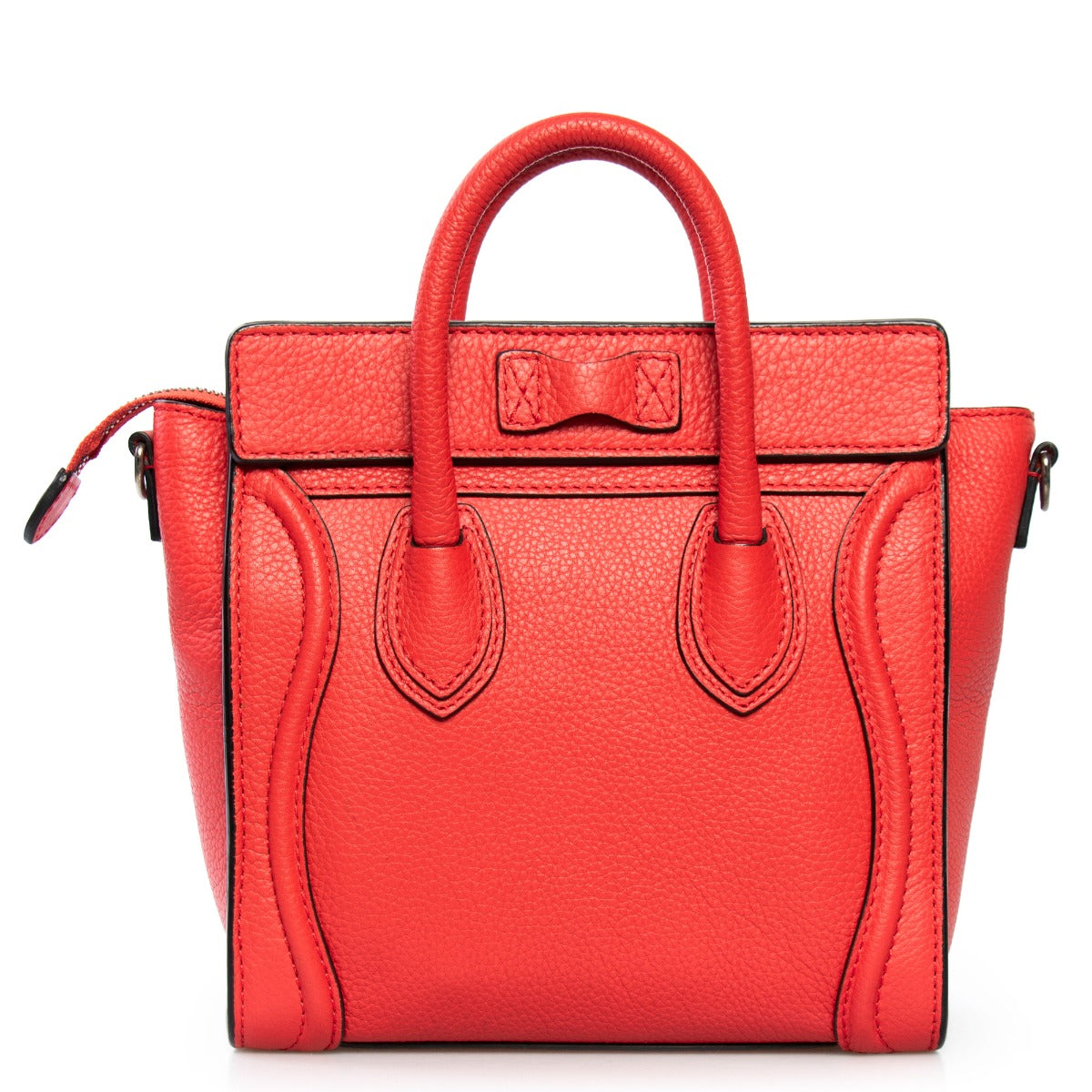 title:Celine Nano Luggage Red Baby Grained Calfskin Leather Nano Luggage Shoulder Bag;color:Red