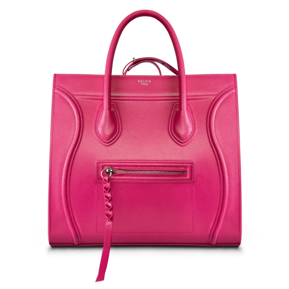 title:Celine Medium Luggage Phantom Bag In Fuchsia Baby Grained Calfskin Leather;color:Pink