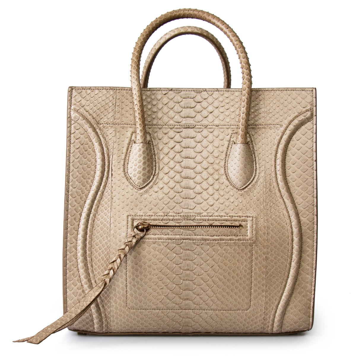 title:Celine Medium Luggage Phantom Bag In Taupe Python;color:Beige