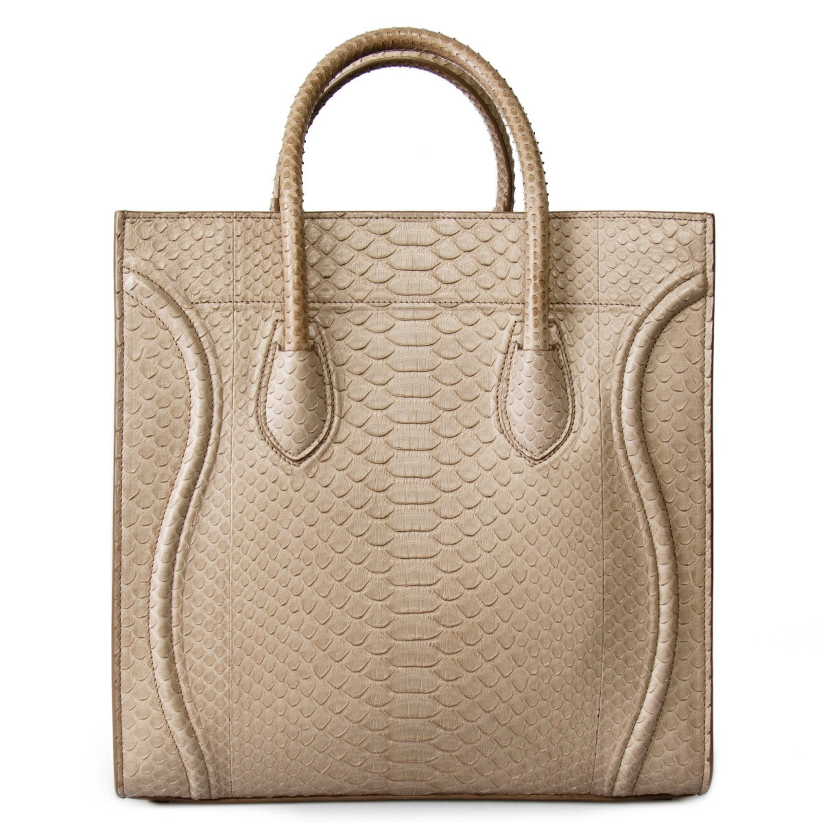 title:Celine Medium Luggage Phantom Bag In Taupe Python;color:Beige