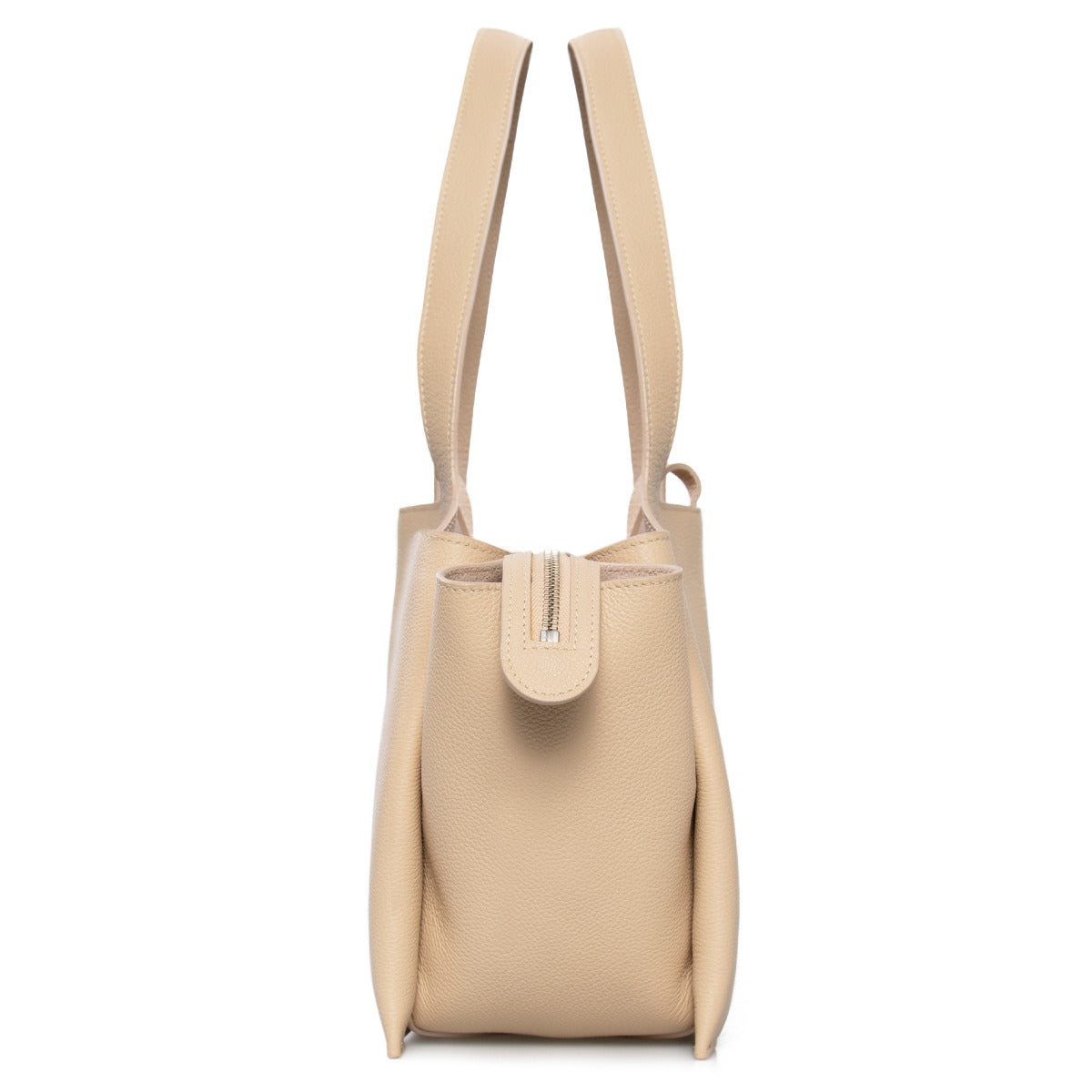 title:Celine Tri-Fold Shoulder Bag | Beige Grained Calfskin Leather;color:Beige