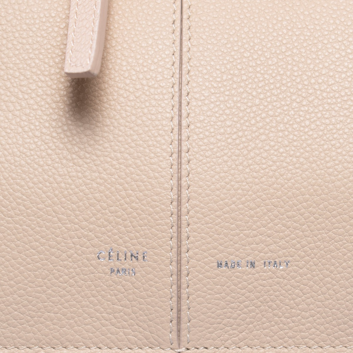 title:Celine Tri-Fold Shoulder Bag | Beige Grained Calfskin Leather;color:Beige