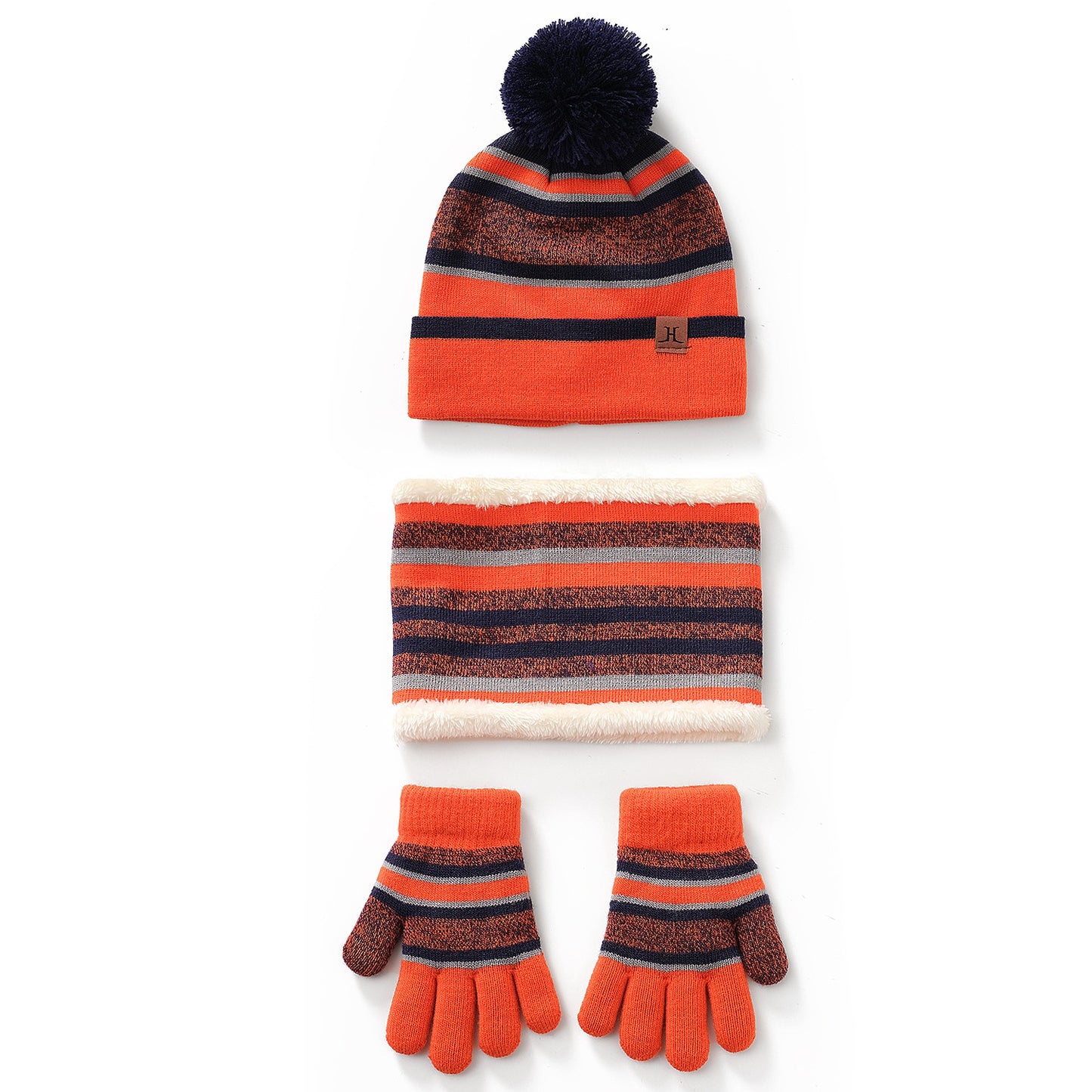 title:Winter Kids Knitted Hat Scarf Gloves 3Pcs Boys Girls Winter Warm Beanie Hat and Glove Scarf Set Beanie Neck Warmer Mittens for 4-7-Year-Old Kids;color:Orange