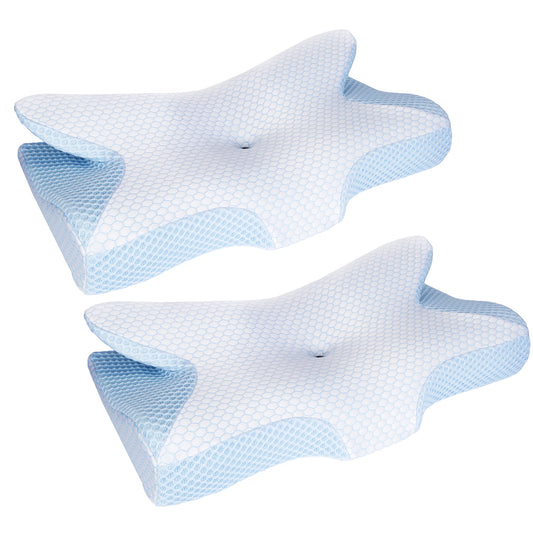 title:2Pcs Memory Foam Pillow Neck Support Pillow for Pain Relief Sleeping Ergonomic Contour Orthopedic Support Side Back Stomach Sleeper;color:not applicable