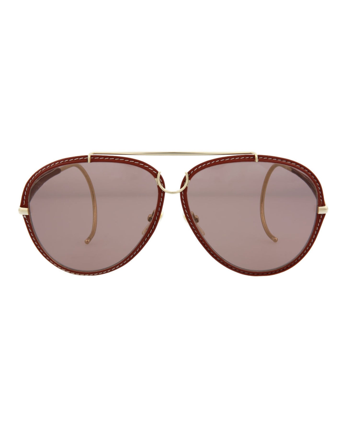 title:Chloe Aviator-Style Metal Sunglasses, style # CH0080S-30011918002;color:Gold Gold Violet