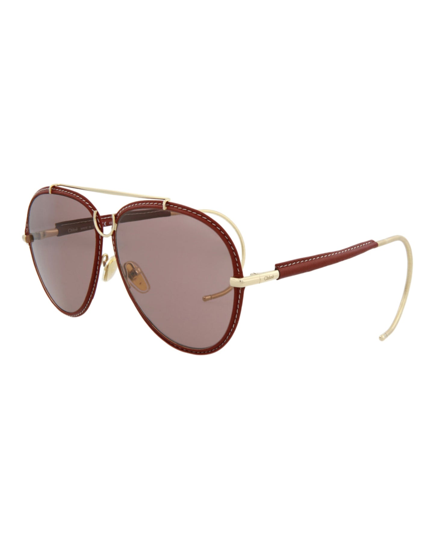 title:Chloe Aviator-Style Metal Sunglasses, style # CH0080S-30011918002;color:Gold Gold Violet