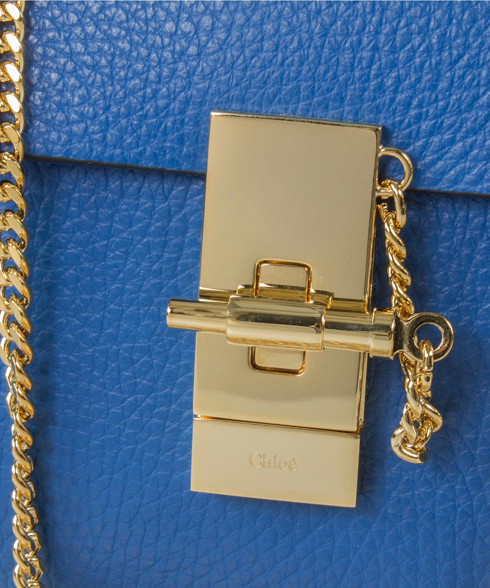 title:Chloe Drew Bag | Blue with Gold Hardware | Small;color:Blue