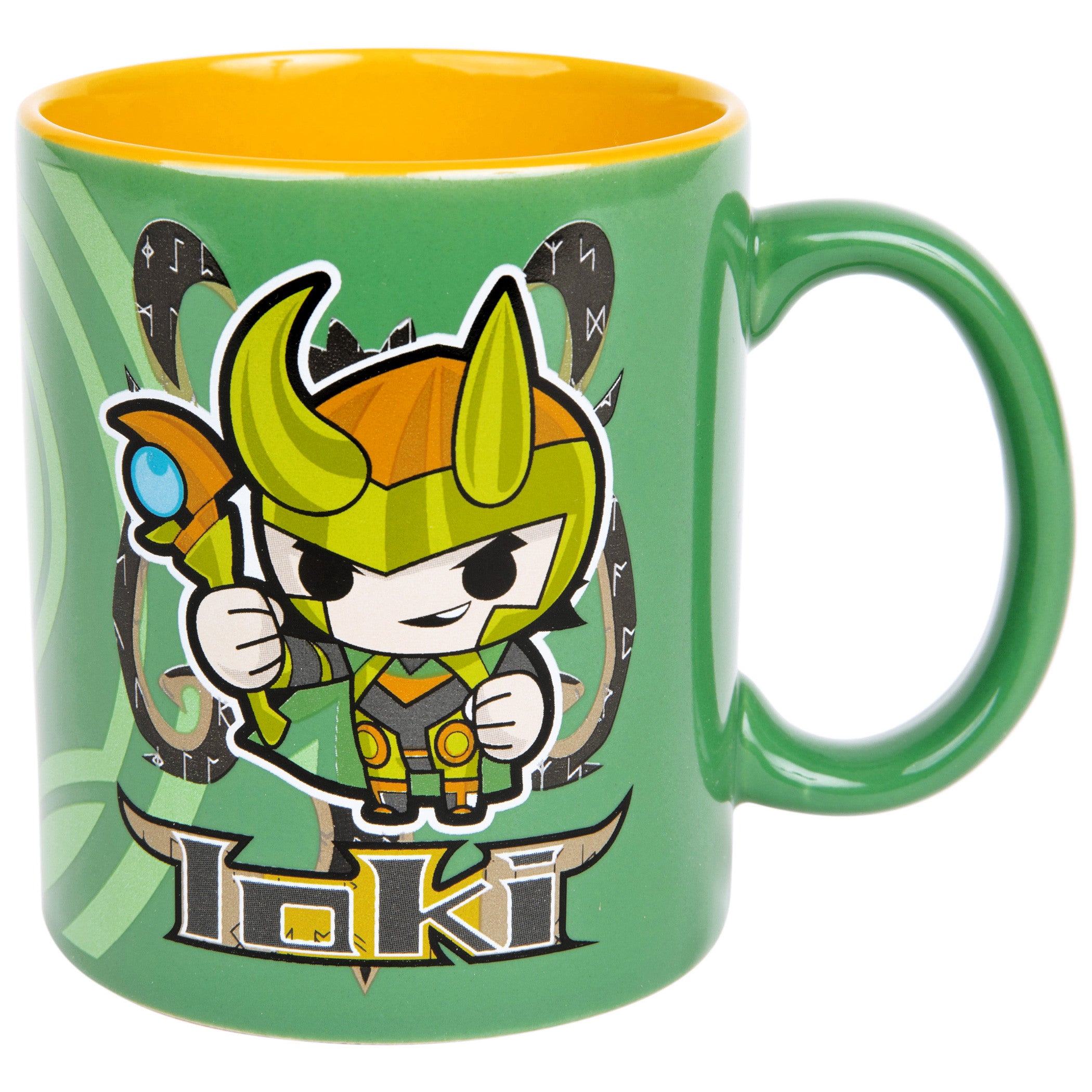 title:Marvel Loki Chibi Character and Symbol 11oz Ceramic Mug;color:Multi-Color