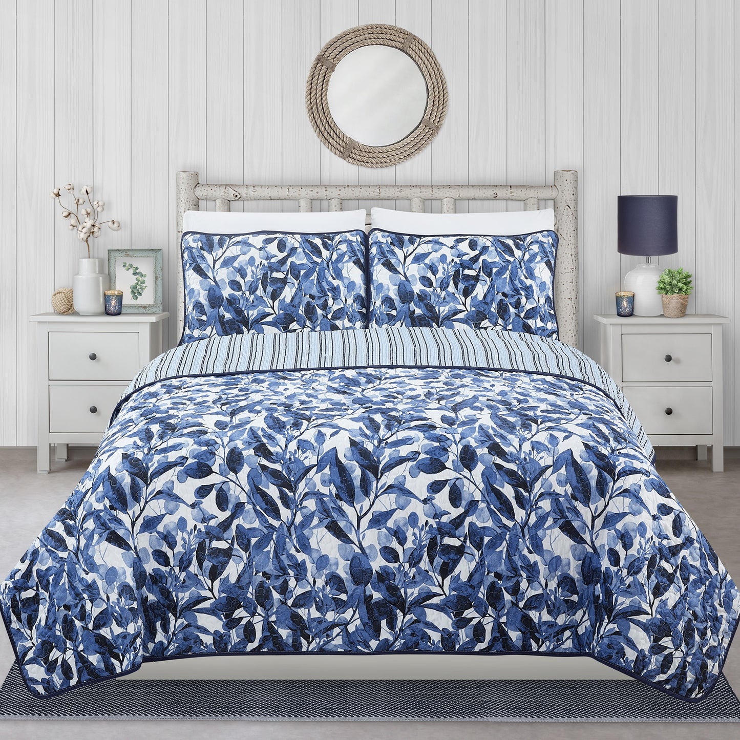 title:Safdie & Co. Quilt 3PC Set DQ Vines;color:Multi