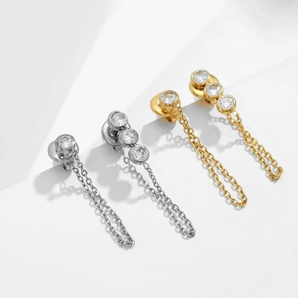 CZ Chain Drop Earrings